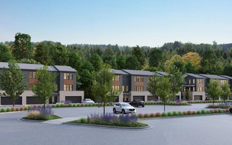 Vander at the Village homes with parking lot