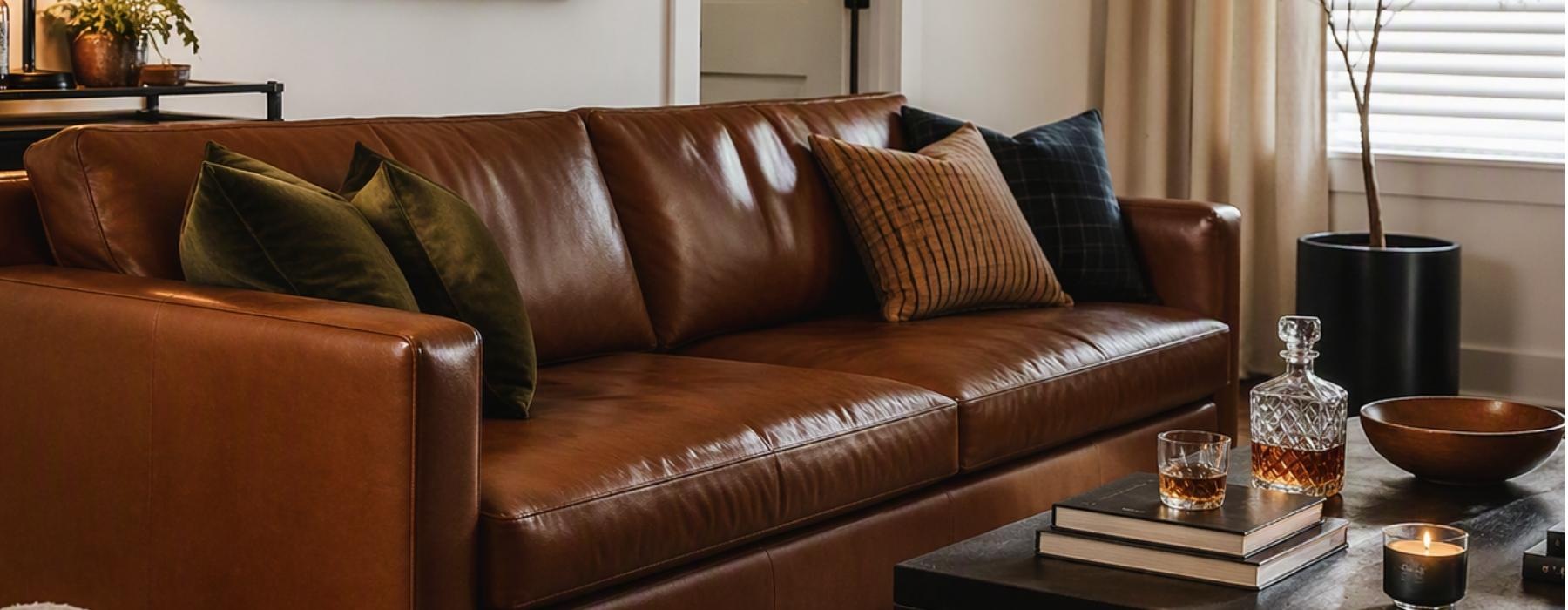 a living room with a couch and coffee table