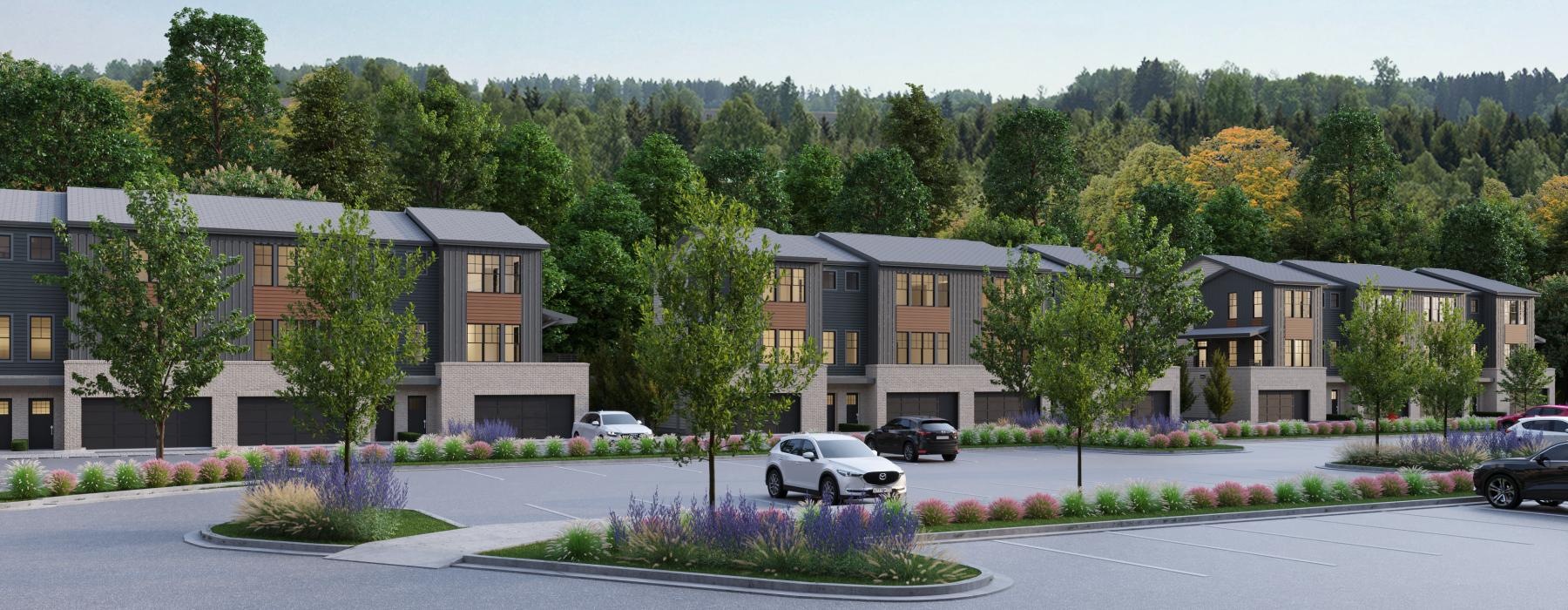 Vander at the Village homes with parking lot